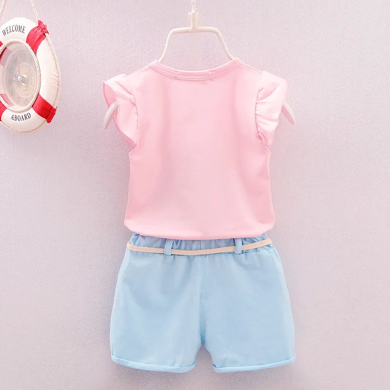 Children's Girls Clothes Summer New Baby Girl Fashion Cute Vest Shorts 2Pcs/Sets Infant Outfits Kids Tracksuits 1 2 3 4 Years