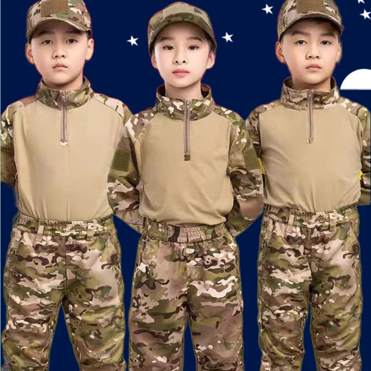 Boys Tactical Uniform Hunting Clothing Sets Children Airsoft Camouflage Suits Hiking Training Outdoor Parent-child