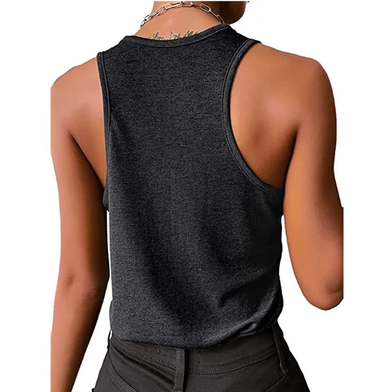 Women's Vest Sexy Inner Wear Ribbed Tank Top New Casual Snap Base Solid Color Sleeveless T-shirts Basic Top Woman Clothing