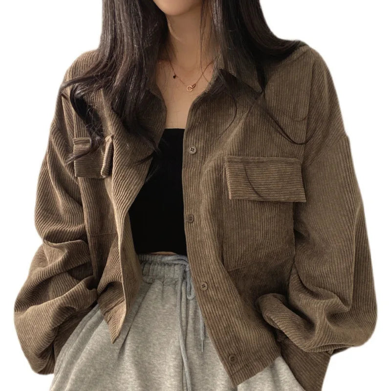 Women Coats Jackets Turn Down Collar Casual Loose Full Sleeve Coat Y2k Streetwear Jacket Work Outerwear Autumn Winter 2025