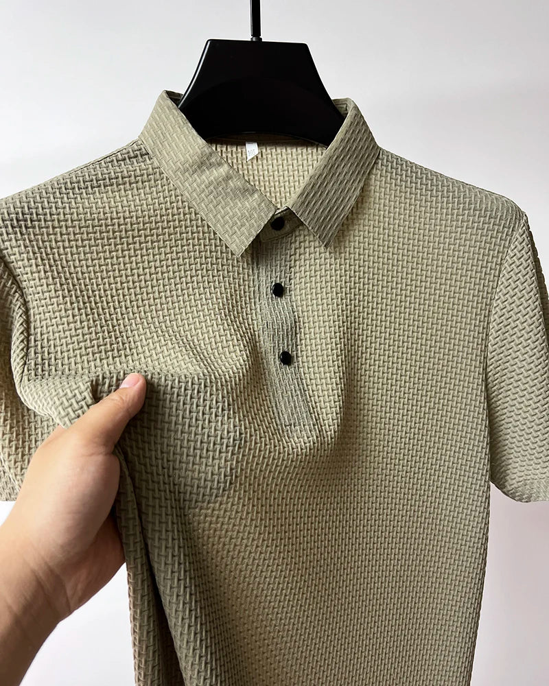 Summer Short Sleeve Polo Shirts Men Turn-Down Collar Anti-Wrinkle Solid Polos Tops Breathable Male Business Casual Tees Tshirts