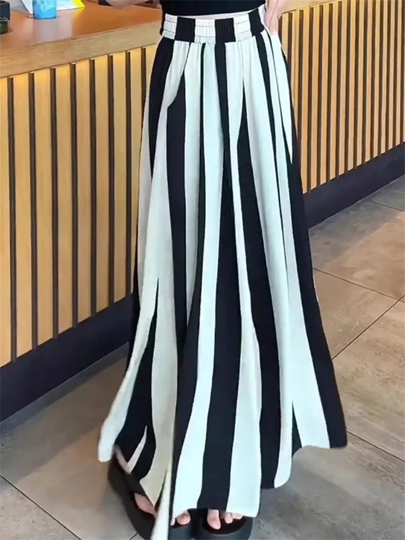 Women Pants 2025 New Striped Wide leg Pants For Female Casual Versatile Fashion Large Size Trousers Female Casual Pants