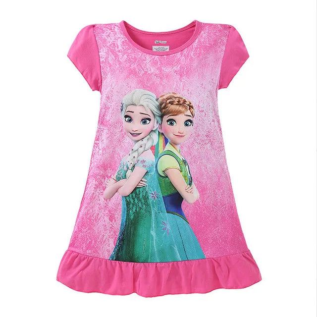 New kids Nightdress Elsa Cartoon Dress Minnie Printing Sleepwear Girls Nightgowns Children Party Dresses Pajamas Girls Dress