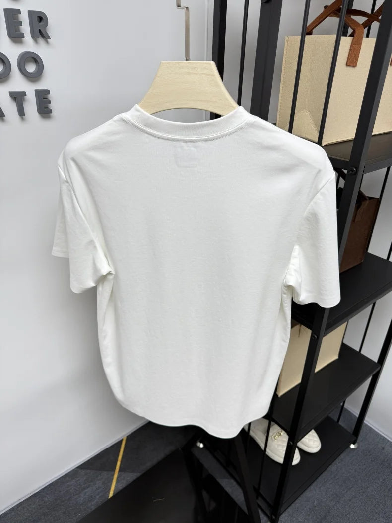 Men's short sleeved T-shirt 2025 summer hot item solid color round neck high-quality simple trendy casual base shirt for men top