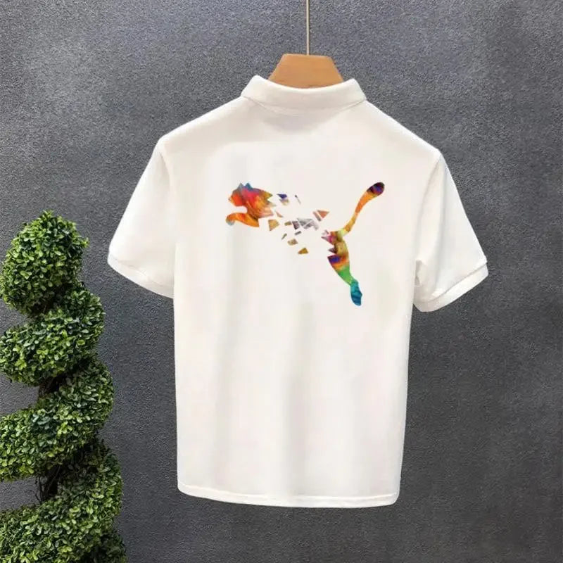 Polo Shirts Anime Male with Collar Tee Hip Hop Tops Heather Mens T-shirt Original Short Quarter Sleeve Aesthetic Casual Stylish