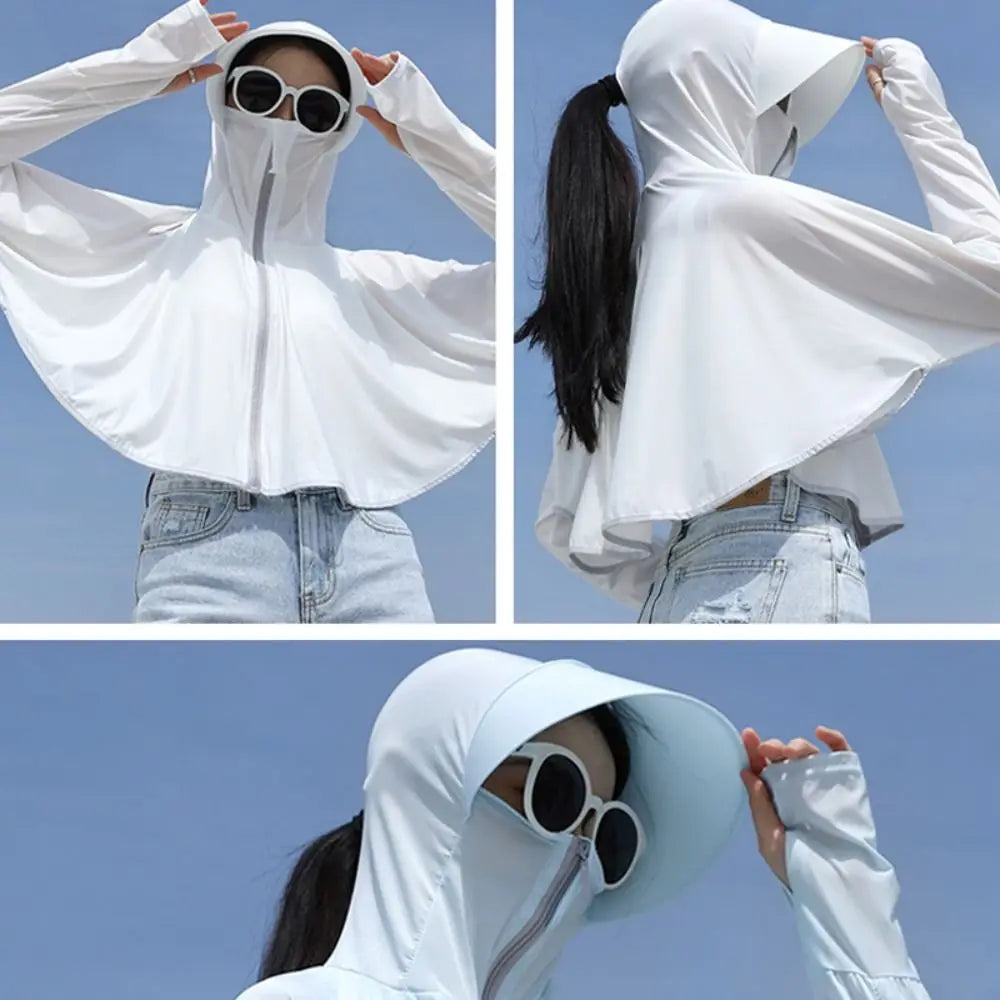 Summer women's sun protection clothing protection long sleeve women's cloak breathable outdoor sports women's sun hat clothing