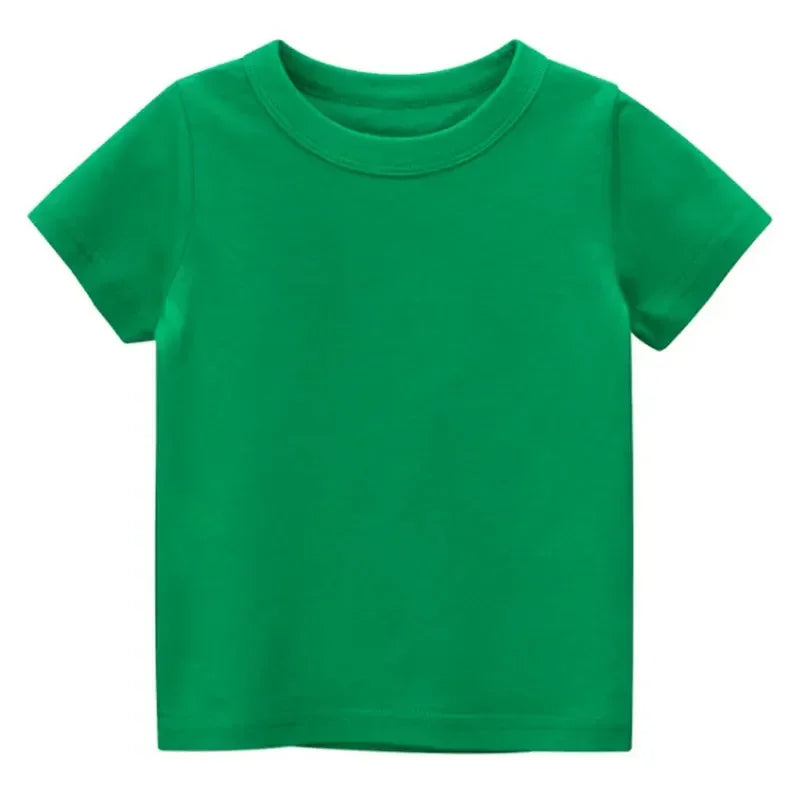 Kids Plain T Shirt Tops for Child Boys Girls Baby pure color Blank Clothes White Black Children Summer Tees 1-16 Years
