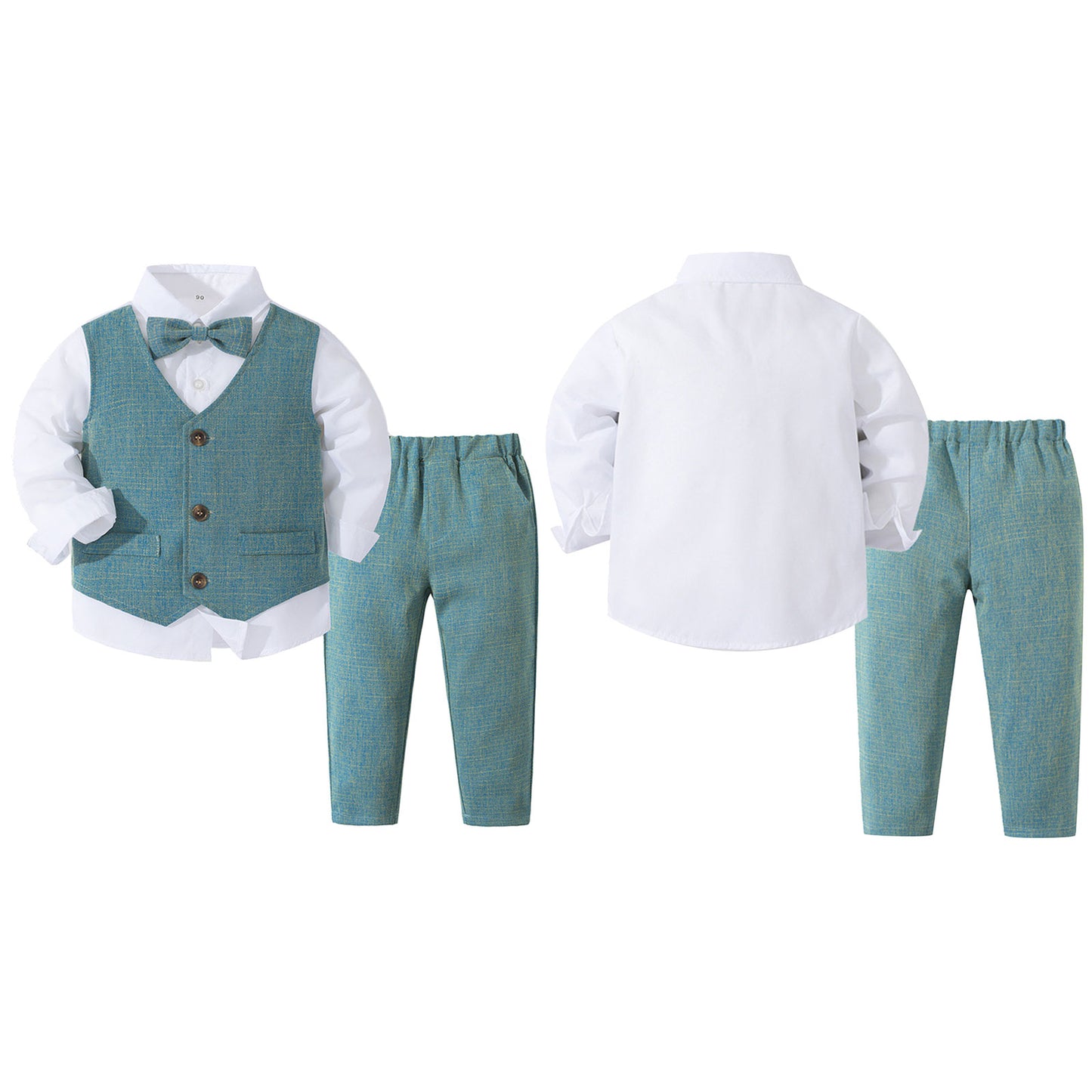 Boys Suits Gentleman Tuxedo Bow Tie Shirt Suit Vest Pants 4 Pcs Chic Toddler Baby Clothes Gentleman Outfit for Baptism Birthday