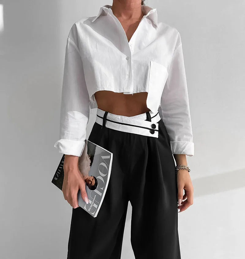 Women Pants Casual Wide Leg Pants for Women Black Suit Pants Office Lady Straight Pants High Waist Trousers Women Clothes Outfit
