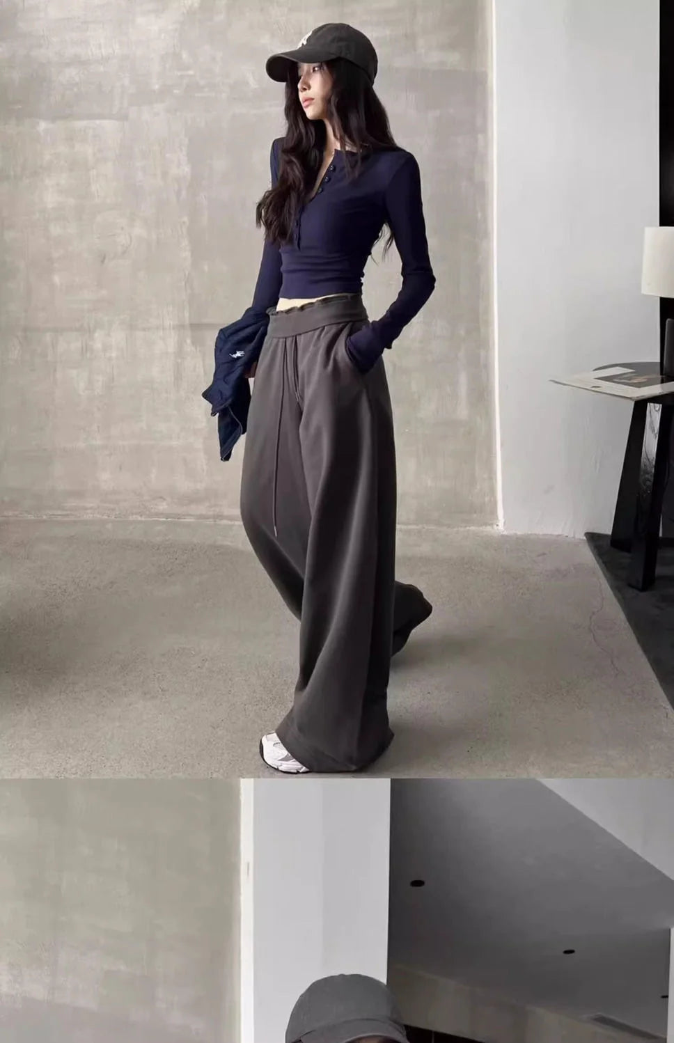 Polo Neck T Shirt for Women Sexy Crop Top Button Long Sleeve Woman Tshirt Slim Black Youthful Elegant Synthetic Aesthetic Luxury