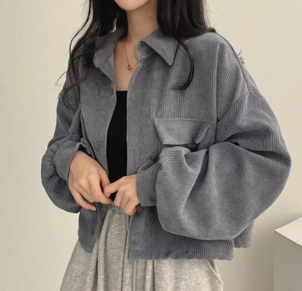 Women Coats Jackets Turn Down Collar Casual Loose Full Sleeve Coat Y2k Streetwear Jacket Work Outerwear Autumn Winter 2025