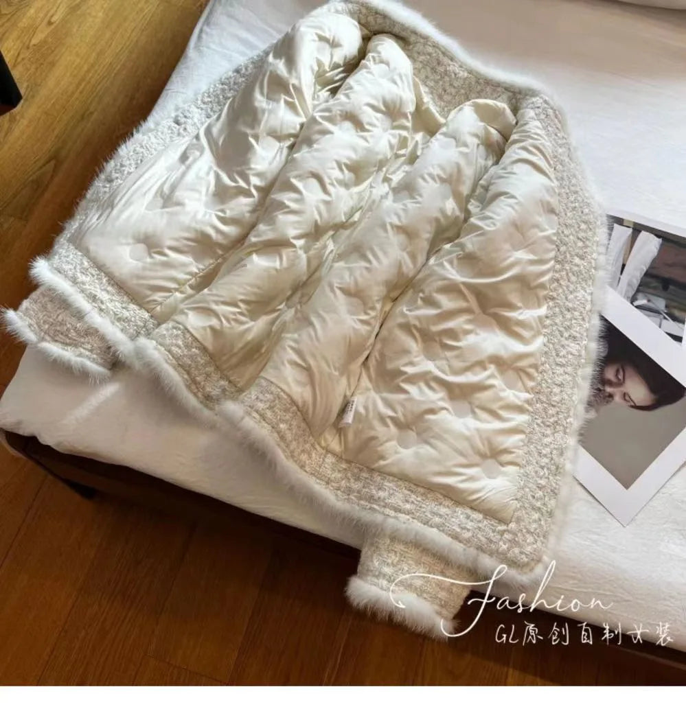 Women Coats Round Neck Full Sleeve Lamb Wool Jackets Single Breasted Slim Fit Thick Coat Open Stitch Elegant Outerwear 2024