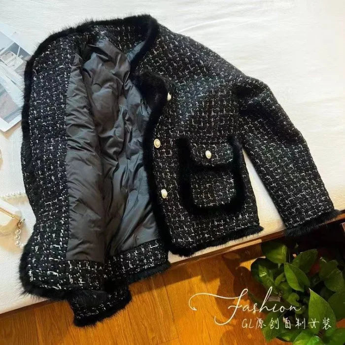 Women Coats Round Neck Full Sleeve Lamb Wool Jackets Single Breasted Slim Fit Thick Coat Open Stitch Elegant Outerwear 2024