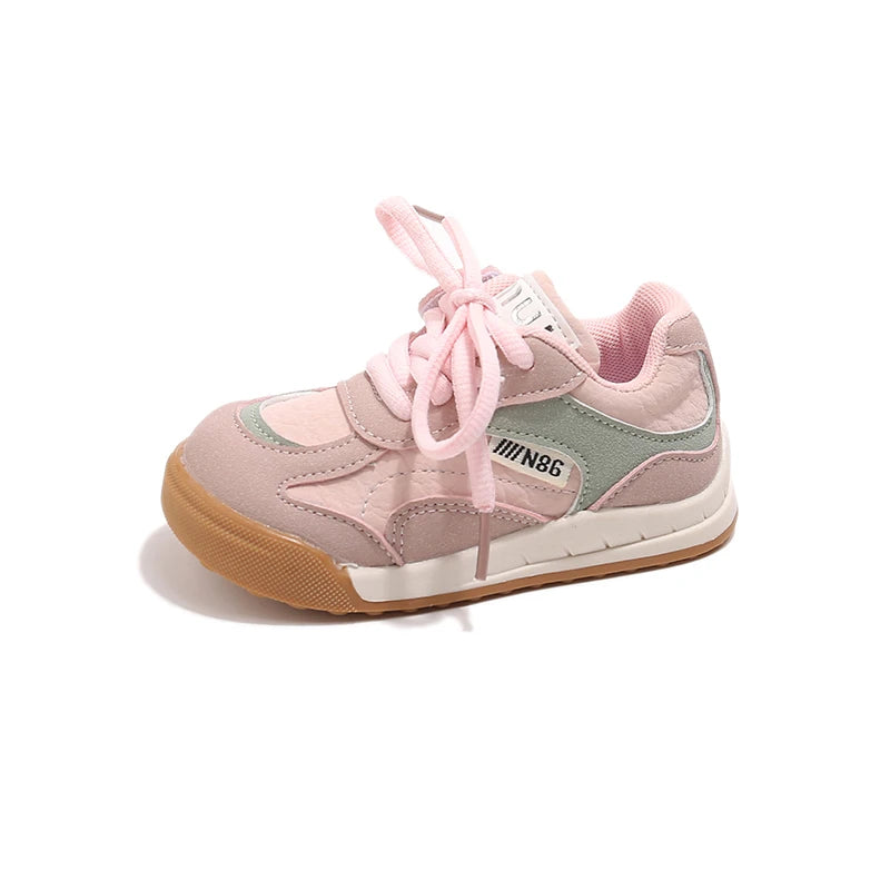 Korean version Kids sports shoes 2025 new four season double mesh breathable girls' fashionable boys' single shoes
