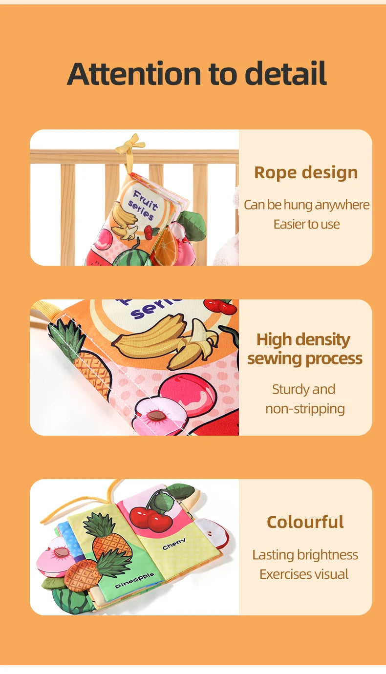 Baby Cloth Book 6 Pages 0-3 Year Old Early Education Parent-child Interaction Baby Toys For 0-3 Year Old Newborn Gifts