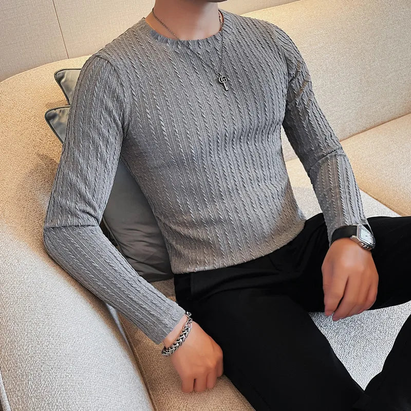 Men's T-Shirt Autumn Winter New Long Sleeve T Shirts For Men Clothing 2025 Round Collar Slim Fit Casual Tee Shirt Homme 4XL-M