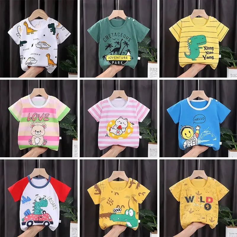 Kids Clothes T-Shirt Children's Clothing Boys Girls Summer Cartoon Tops Short Sleeve Clothes 100% Cotton Baby Clothing