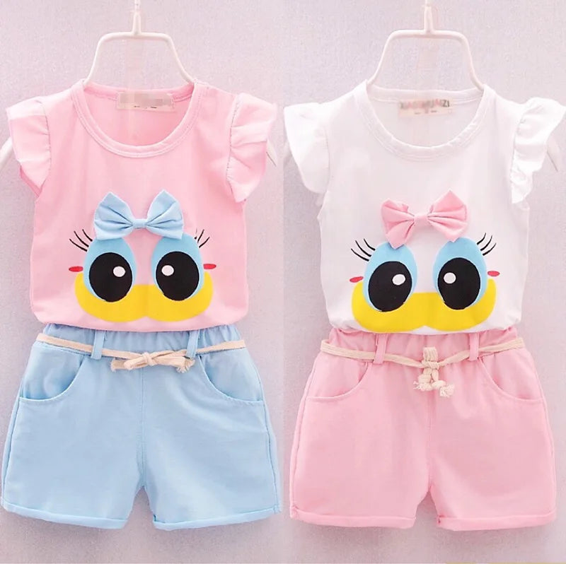 Children's Girls Clothes Summer New Baby Girl Fashion Cute Vest Shorts 2Pcs/Sets Infant Outfits Kids Tracksuits 1 2 3 4 Years