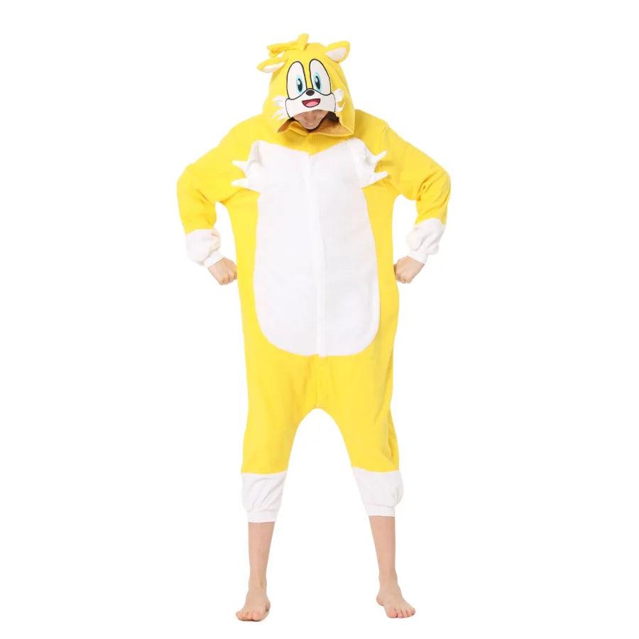 Sonic Anime Cartoon Plush Pajama Onesie Winter Flannel Adult Kids Sleepwear Warm Cosplay Bathrobe Pijama Onesies
