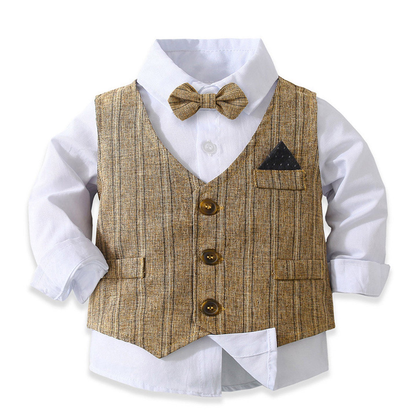 Boys Suits Gentleman Tuxedo Bow Tie Shirt Suit Vest Pants 4 Pcs Chic Toddler Baby Clothes Gentleman Outfit for Baptism Birthday