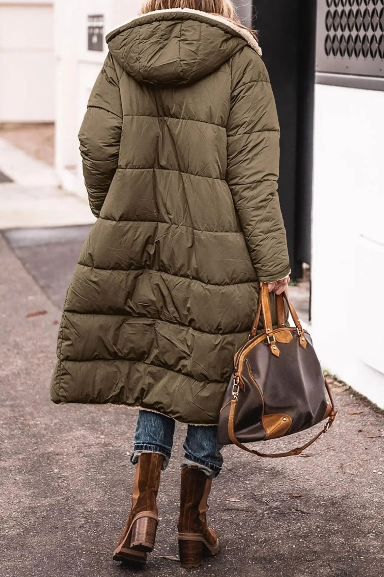 Fashion Women's Coat Winter Hooded Long Sleeve Long Warm Temperament Comfortable Casual Solid Color Ladies Coat