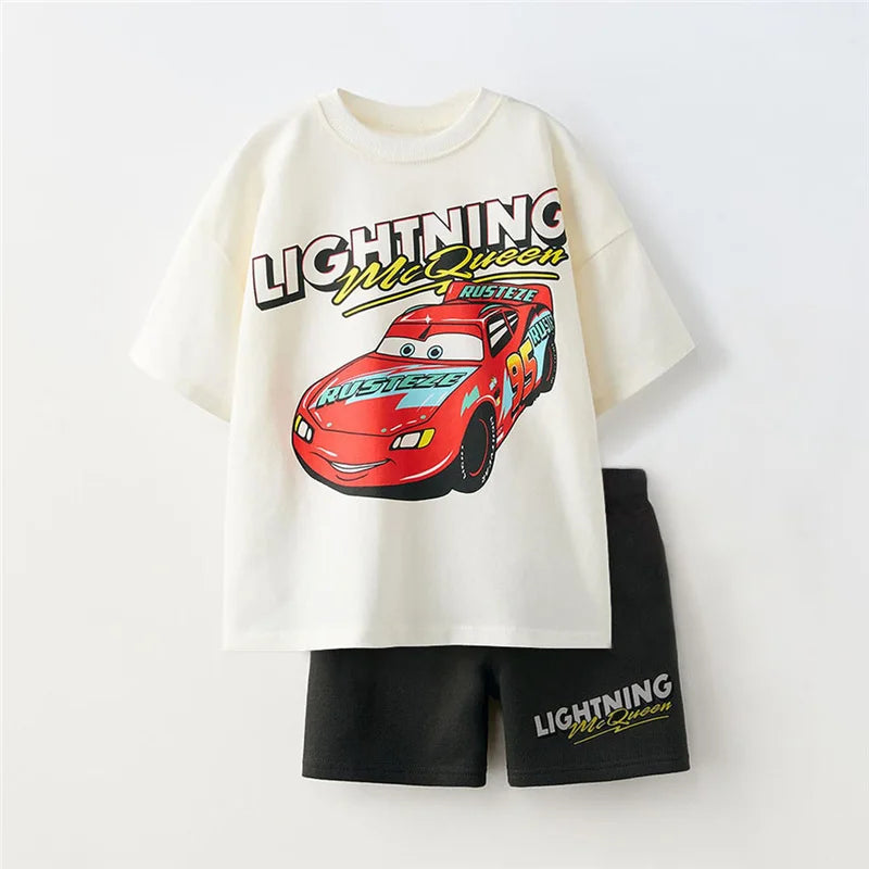 Summer Children Boy Outfits Fashion Cartoon Casual Tshirt Top + Shorts Cute Cotton Baby Clothes Suits