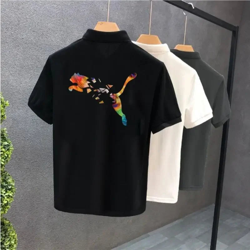 Polo Shirts Anime Male with Collar Tee Hip Hop Tops Heather Mens T-shirt Original Short Quarter Sleeve Aesthetic Casual Stylish