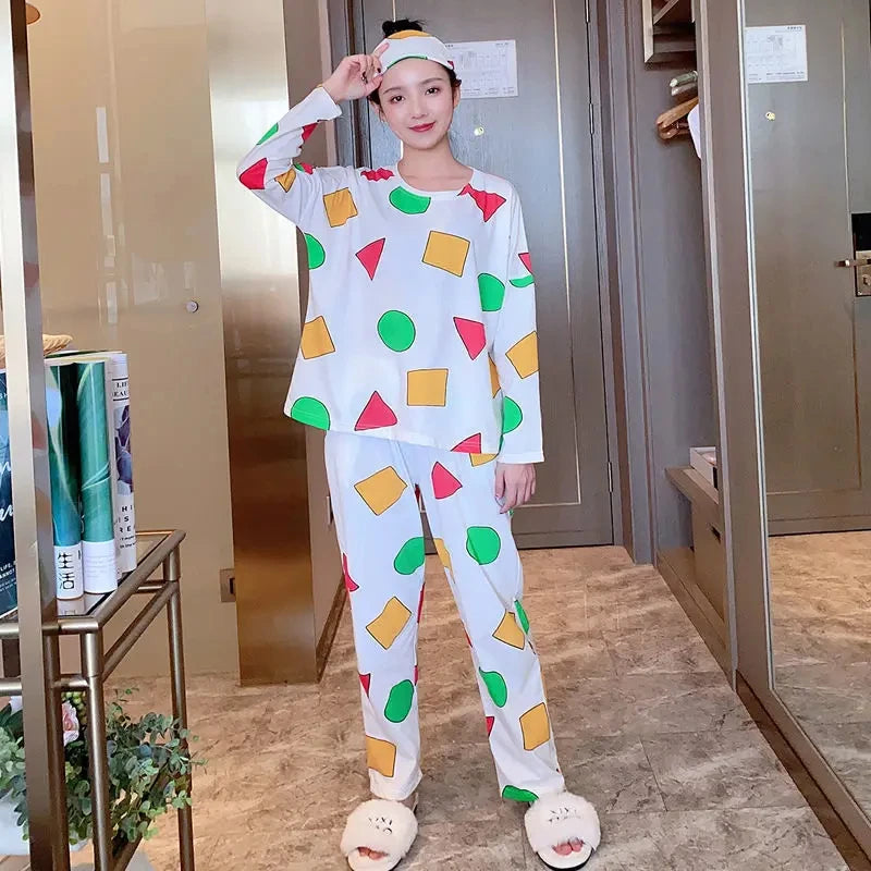 Pijama Sin Chan Man Pajama Sinchan Cotton Summer Short Sets Japanese Pajamas for Couples Man and Woman Sleepwear 2025