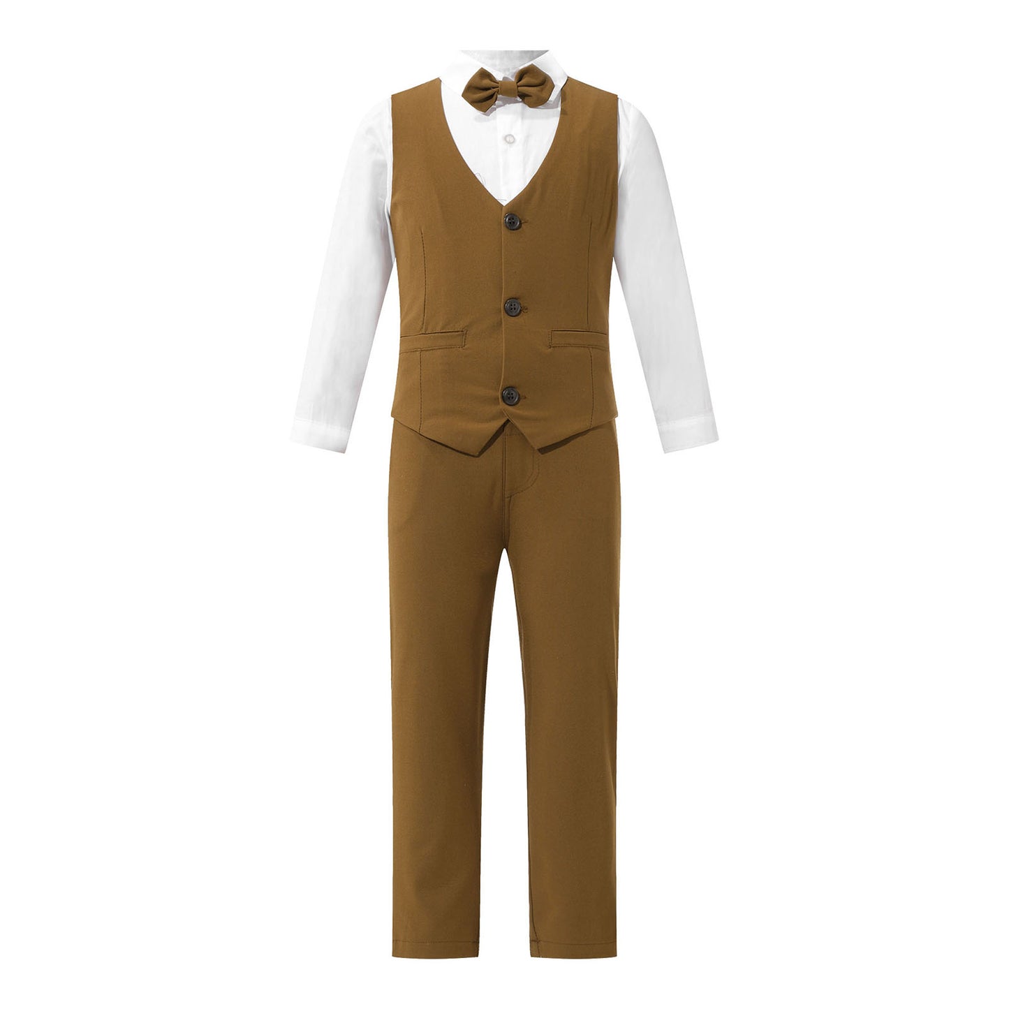 Boys Suits Gentleman Tuxedo Bow Tie Shirt Suit Vest Pants 4 Pcs Chic Toddler Baby Clothes Gentleman Outfit for Baptism Birthday