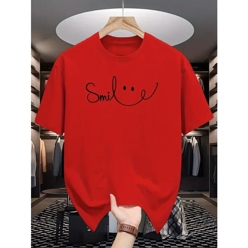2025 T Shirt De Smile Men's Breathable Sporty Pattern Printed T-shirt, Casual and Fashionable Short-sleeved T-shirt, Top Summer