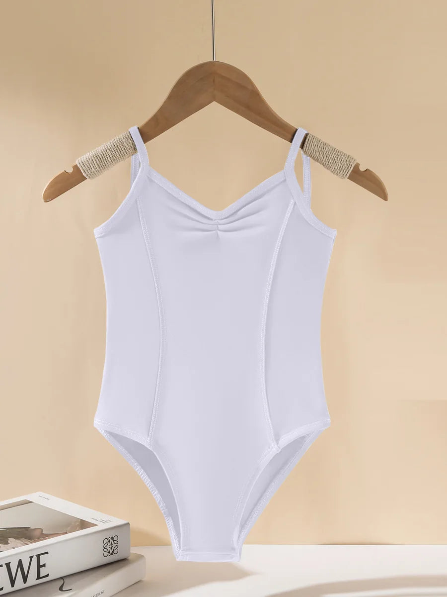 Girls' ballet dance clothes, girls' gymnastics clothes, girls' exercise clothes, V-back sling jumpsuits