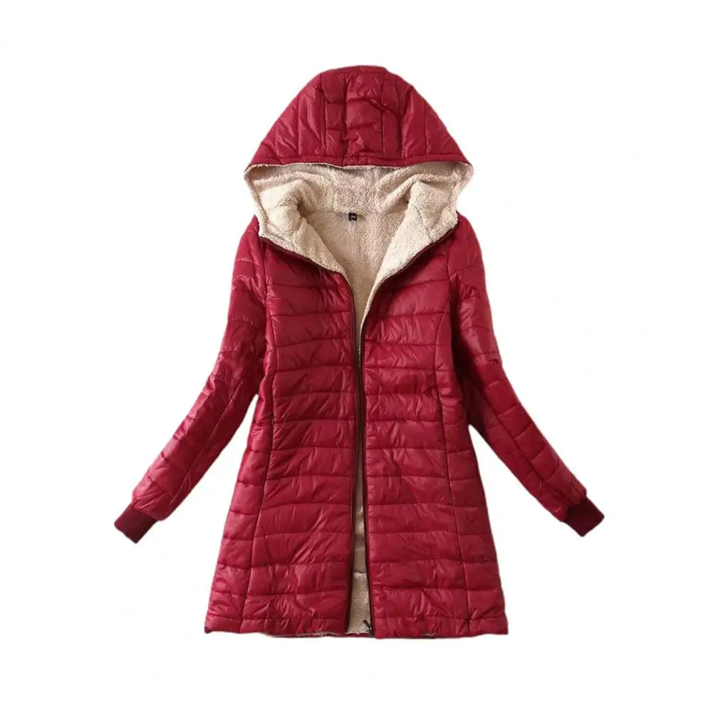 Soft Women Coat Casual Wear Plush Lining S-2XL Autumn Winter Mid-length Jacket Women Mid-length Coat Keep Warm