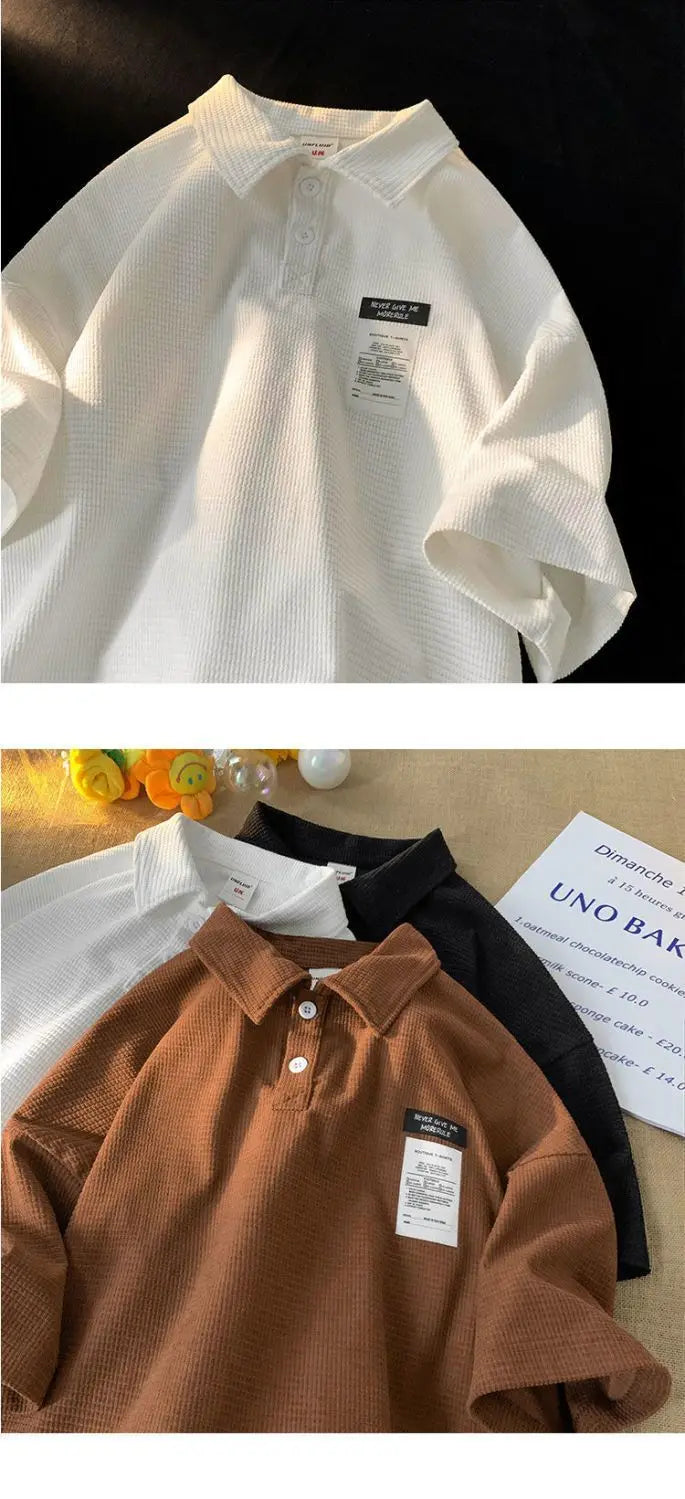 Polo Shirt Short Sleeve Men's Summer American Style Loose Couple T-shirt Japanese Trendy Brand Half Sleeve