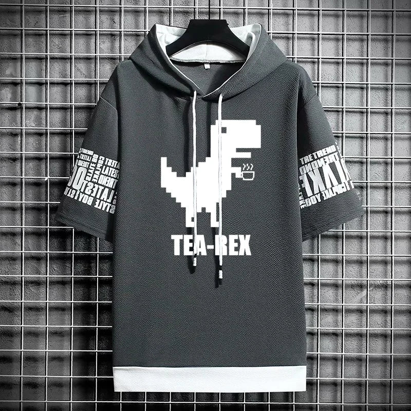 T Shirt for Men Clothing Streetwear Hoodies Korea 반팔티 Hat T-shirt Print Oversized Graphic Casual Tshirt Anime Sports Gym Hoodie
