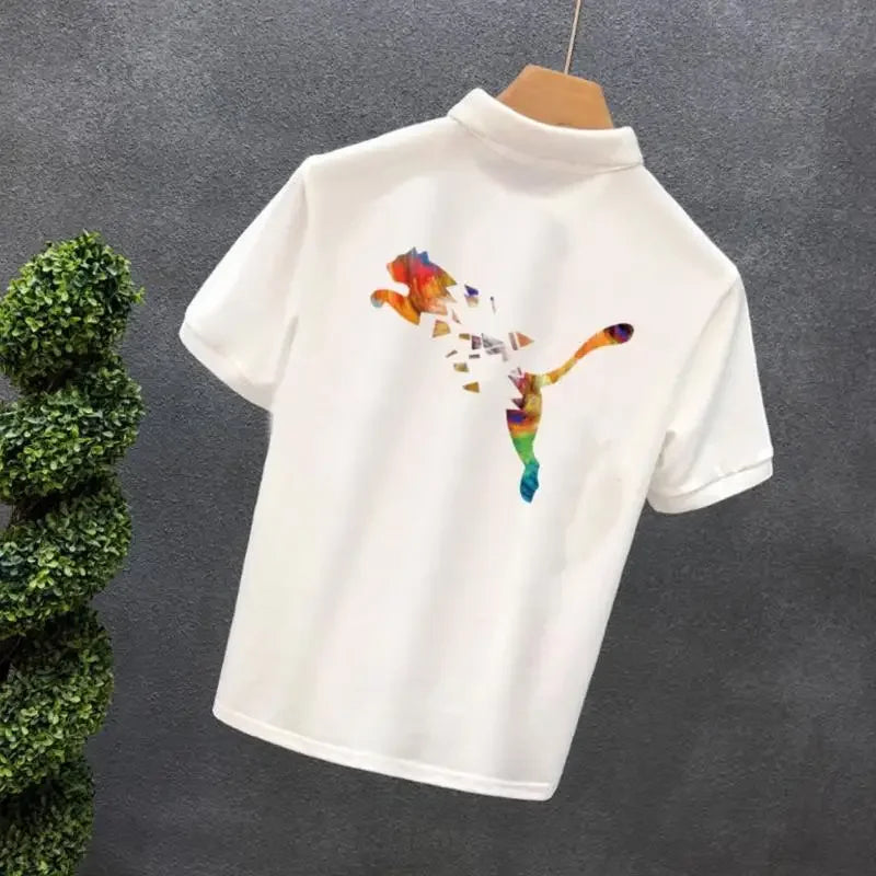 Polo Shirts Anime Male with Collar Tee Hip Hop Tops Heather Mens T-shirt Original Short Quarter Sleeve Aesthetic Casual Stylish