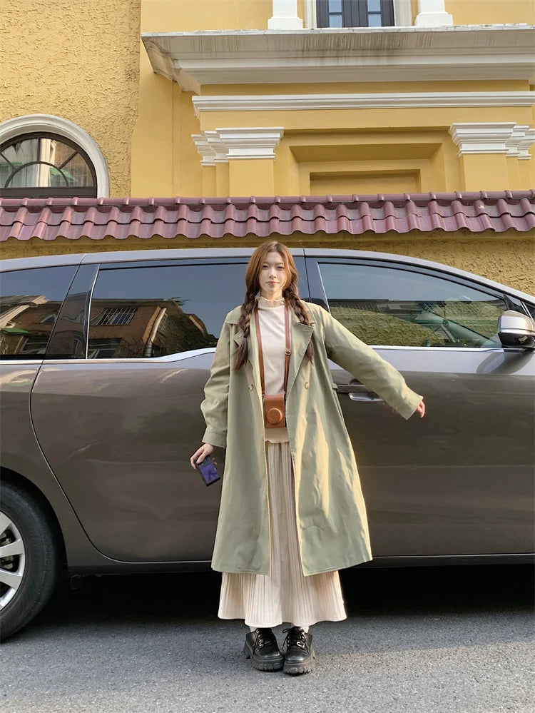 2025 Women's Coat Plus Size Mid-Length Jacket British Style Fashionable Temperament Spring Autumn Arrival Windbreaker Outerwear