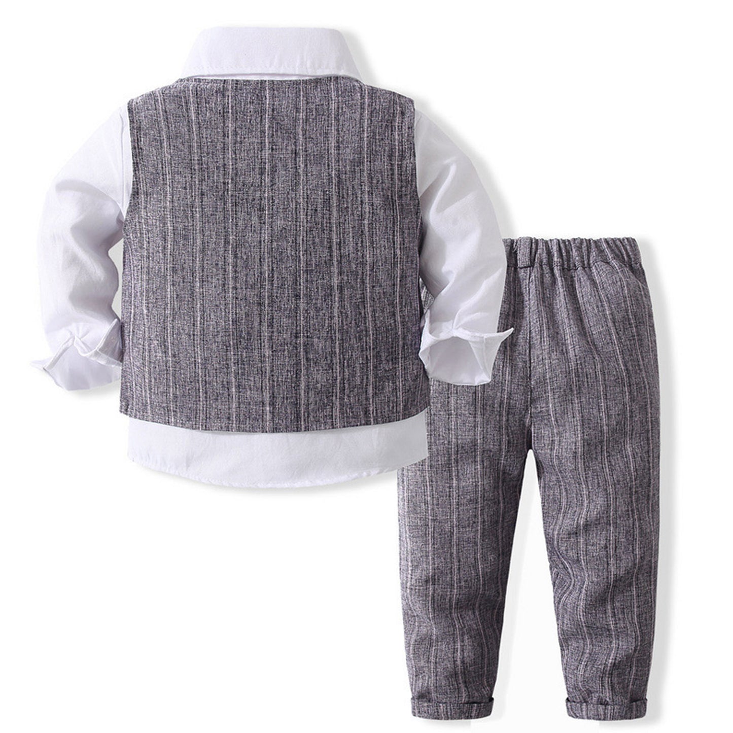 Boys Suits Gentleman Tuxedo Bow Tie Shirt Suit Vest Pants 4 Pcs Chic Toddler Baby Clothes Gentleman Outfit for Baptism Birthday