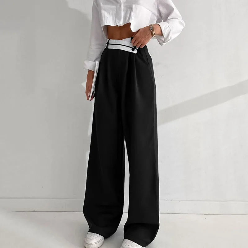 Women Pants Casual Wide Leg Pants for Women Black Suit Pants Office Lady Straight Pants High Waist Trousers Women Clothes Outfit