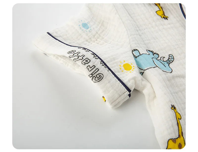 Boys Girls Pajama Baby Capris Suit Clothes SummerThin Cotton Short Sleeve Homewear Children Family Outfits Tops+Pants 2PC 2-10T
