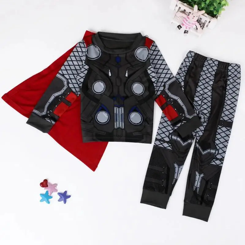 Iron Man Spiderman Avengers Pajama Set Superhero Cosplay Costume Pyjama Long Sleeve Home Sleepwear Nightwear Christmas Suit