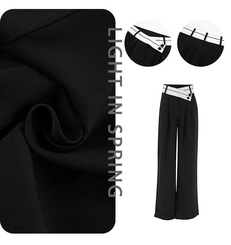 Women Pants Casual Wide Leg Pants for Women Black Suit Pants Office Lady Straight Pants High Waist Trousers Women Clothes Outfit