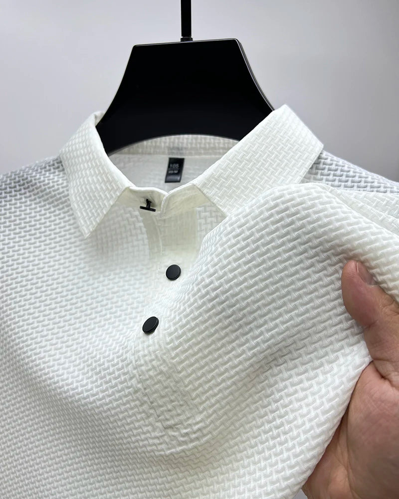 Summer Short Sleeve Polo Shirts Men Turn-Down Collar Anti-Wrinkle Solid Polos Tops Breathable Male Business Casual Tees Tshirts