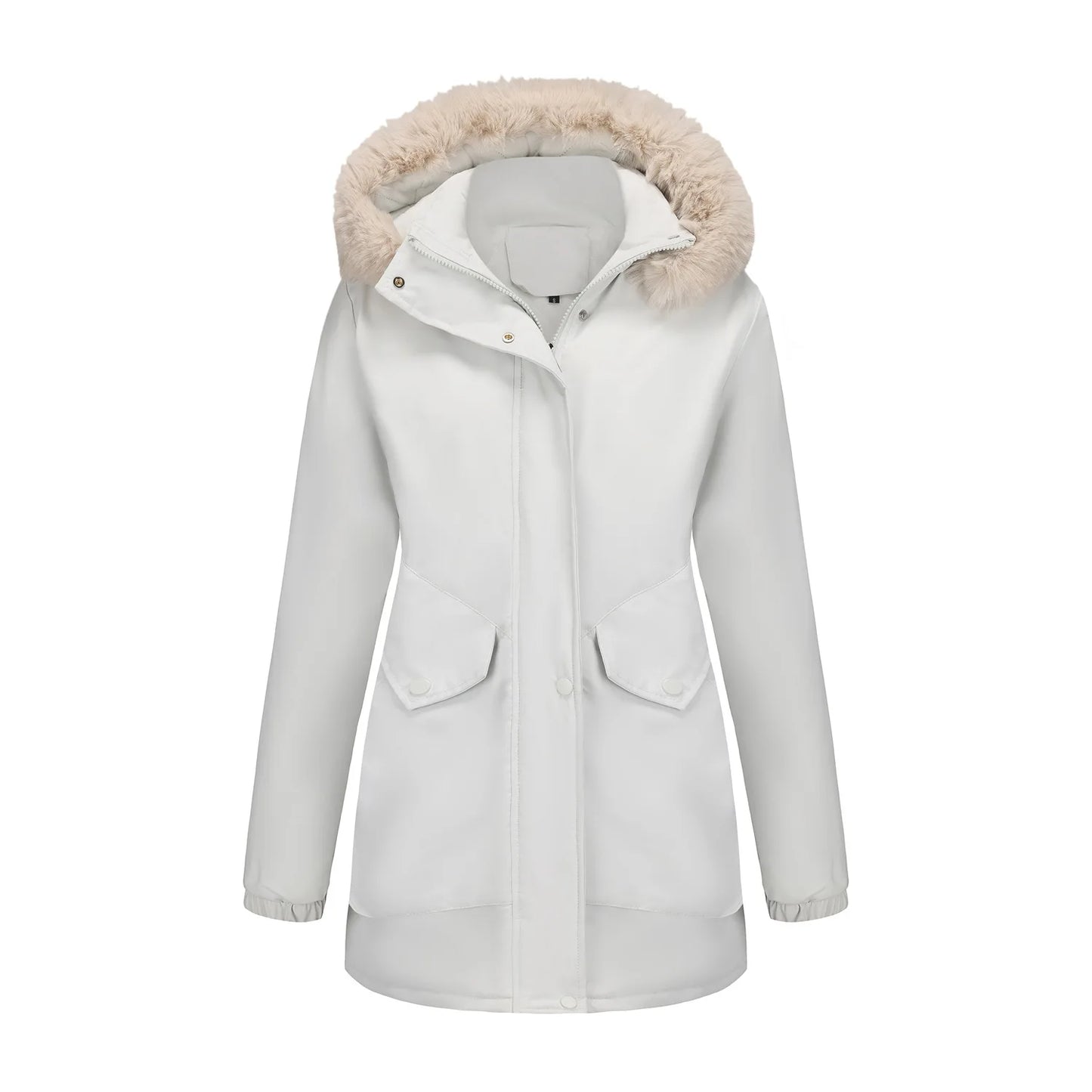 Cotton Coat Women 2025 Winter Mid-length Parka Plus Velvet Korean Style Large Fur Collar Plus Velvet Coat