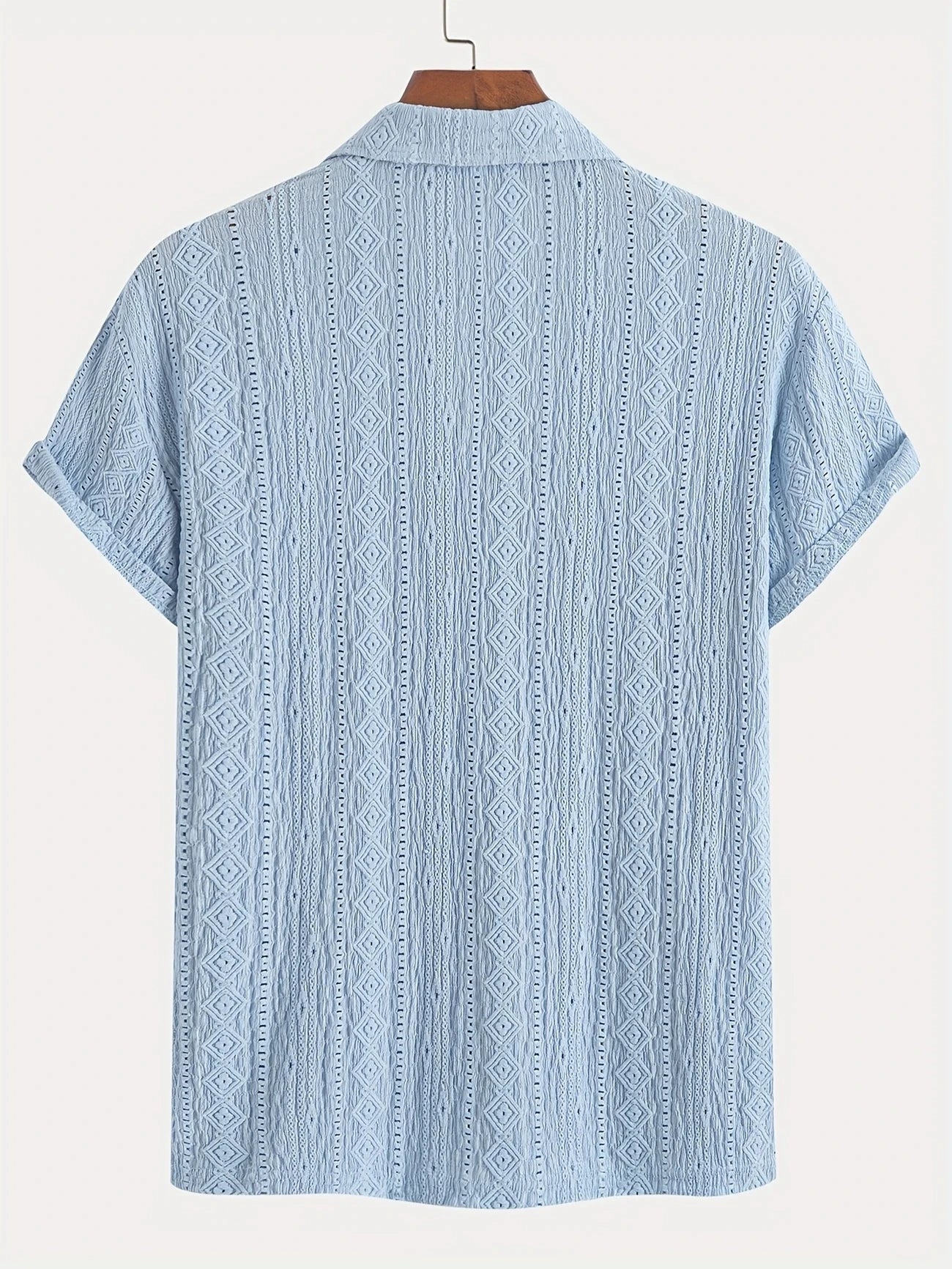 New Polo Shirts For Men Streetwear Solid Color Jacquard Textured Half Buttoned Short Sleeves T-shirt Men's Basic Tops
