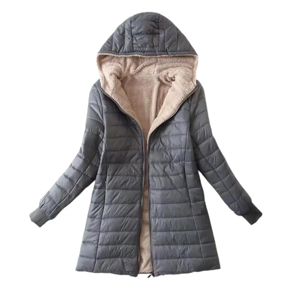 Soft Women Coat Casual Wear Plush Lining S-2XL Autumn Winter Mid-length Jacket Women Mid-length Coat Keep Warm