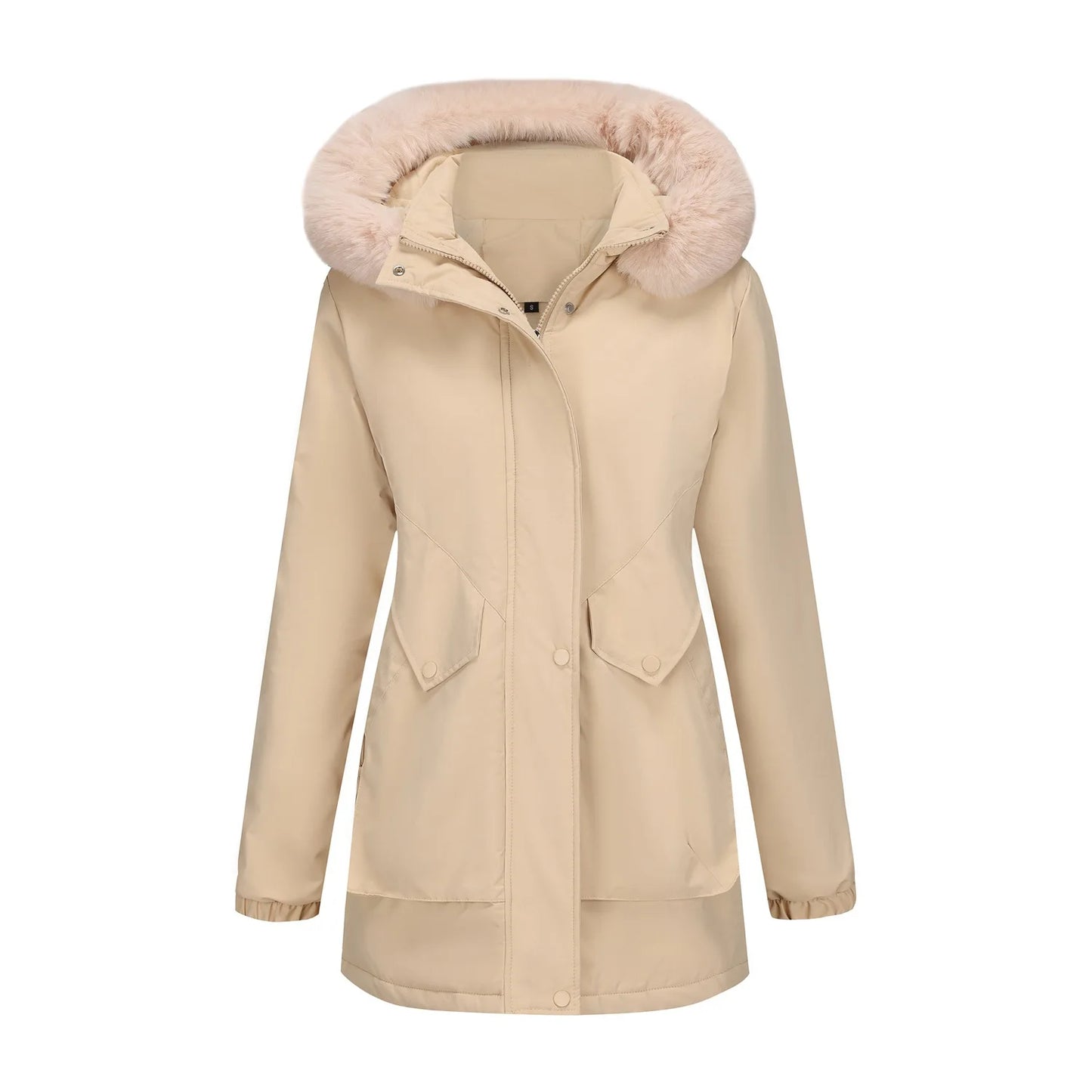 Cotton Coat Women 2025 Winter Mid-length Parka Plus Velvet Korean Style Large Fur Collar Plus Velvet Coat