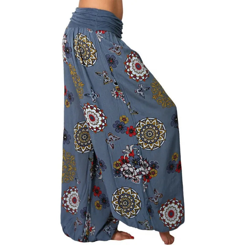 Women's Clothing Haren Pants New Digital Print Long Wide Leg Pants Retro Casual Pants Vacation Style Party Outfit