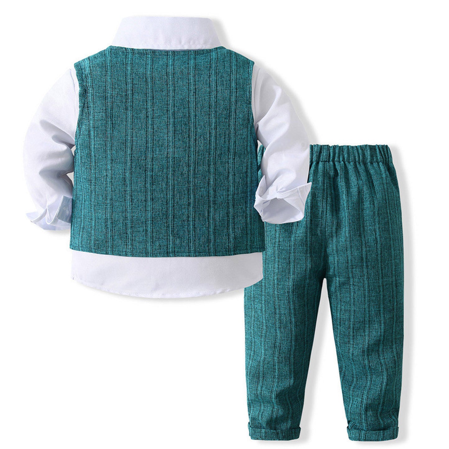 Boys Suits Gentleman Tuxedo Bow Tie Shirt Suit Vest Pants 4 Pcs Chic Toddler Baby Clothes Gentleman Outfit for Baptism Birthday