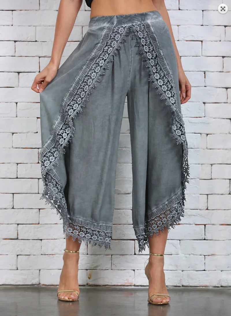Women Fashion Pants Loose Harem Sports Long Pant Lace Beach Light women's clothing Summer Trousers