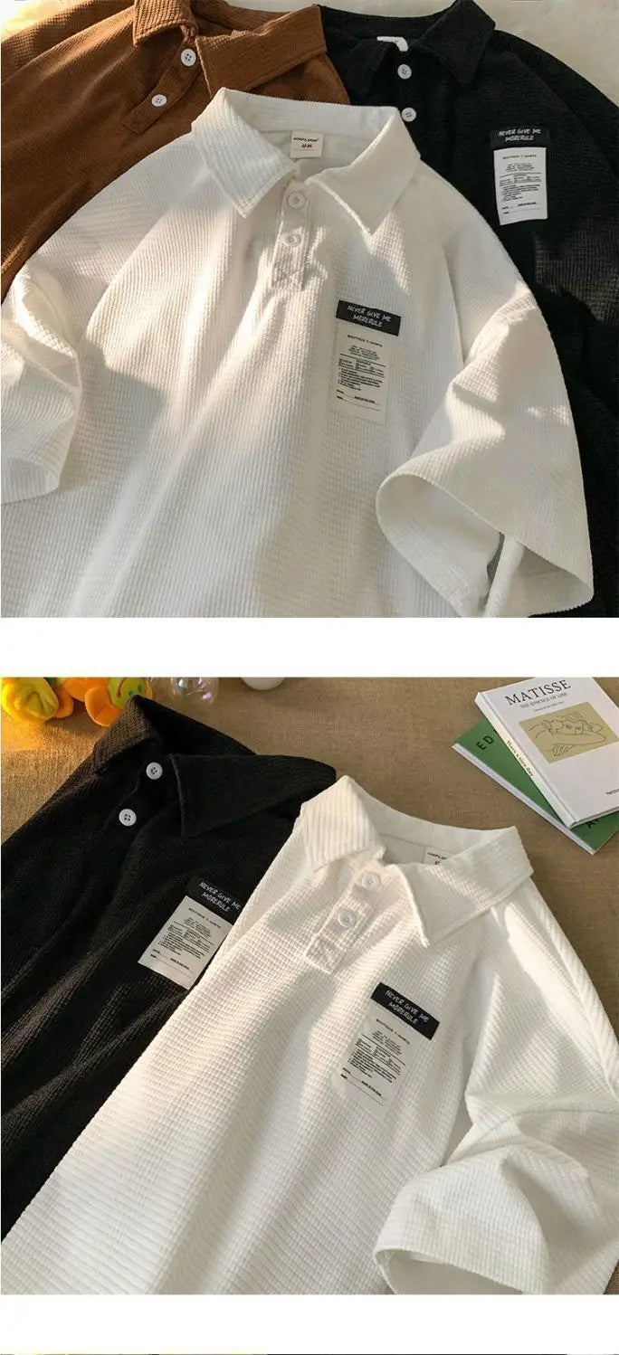 Polo Shirt Short Sleeve Men's Summer American Style Loose Couple T-shirt Japanese Trendy Brand Half Sleeve